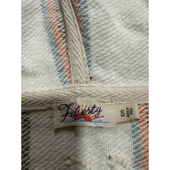 Faherty Baja Poncho Hoodie Tunic Striped Womens Sz Small White WDU1902TWL *Flaw - Picture 2 of 11